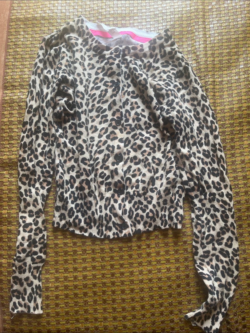 Cherokee Leopard Print Cardigan in Beige and Black